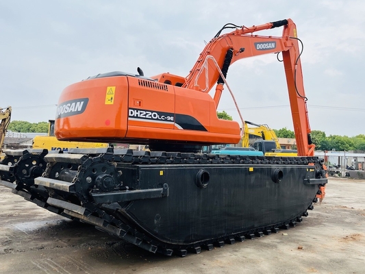 Doosan Used Amphibious Excavator DH220LC-9E con 1 m3 River Cleaning Machine Long Reach Boom Escavatore di seconda mano